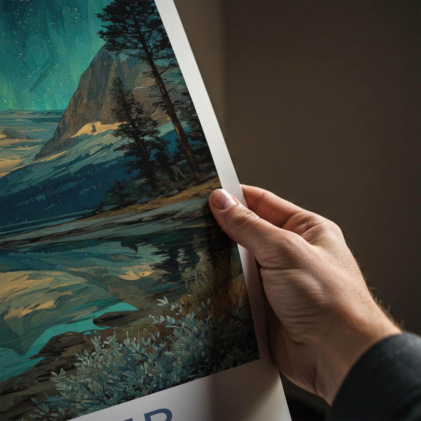 Glacier National Park Poster - Montana Travel Art - Starry Lake Reflection Home Decor