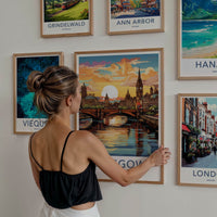 Glasgow Poster - Scotland Travel Art - River City Sunset Home Decor