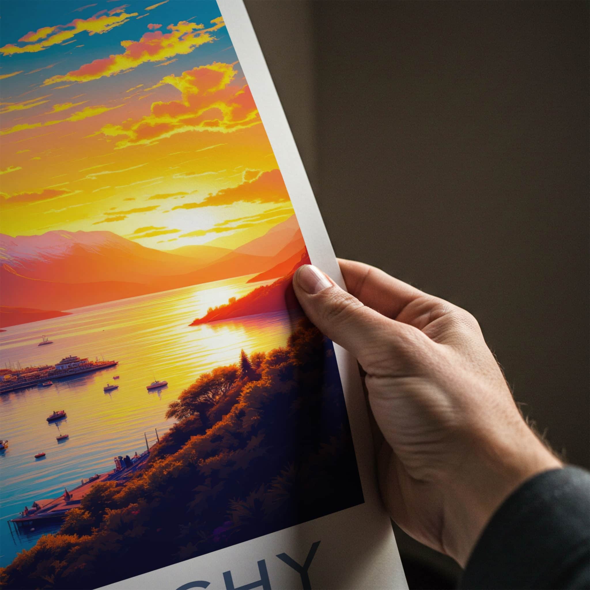 Glenorchy Poster - New Zealand Travel Art - Vibrant Town Sunset Home Decor