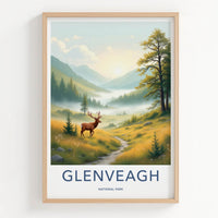Glenveagh National Park Poster - Ireland Wall Art - Misty Valley Stag Home Decor