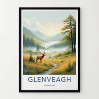 Glenveagh National Park Poster - Ireland Wall Art - Misty Valley Stag Home Decor