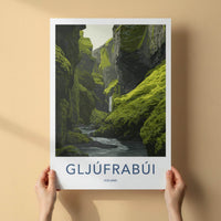 Gljufrabui Poster - Iceland Scenic Art - Mossy Canyon Waterfall Home Decor