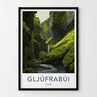 Gljufrabui Poster - Iceland Scenic Art - Mossy Canyon Waterfall Home Decor