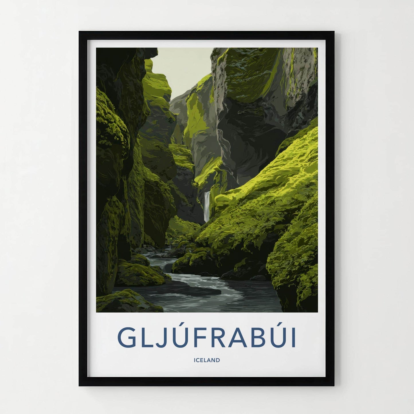 Gljufrabui Poster - Iceland Scenic Art - Mossy Canyon Waterfall Home Decor