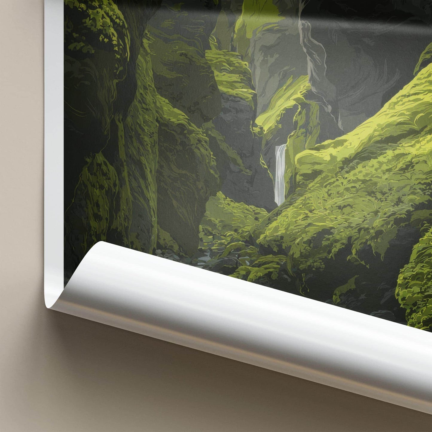 Gljufrabui Poster - Iceland Scenic Art - Mossy Canyon Waterfall Home Decor