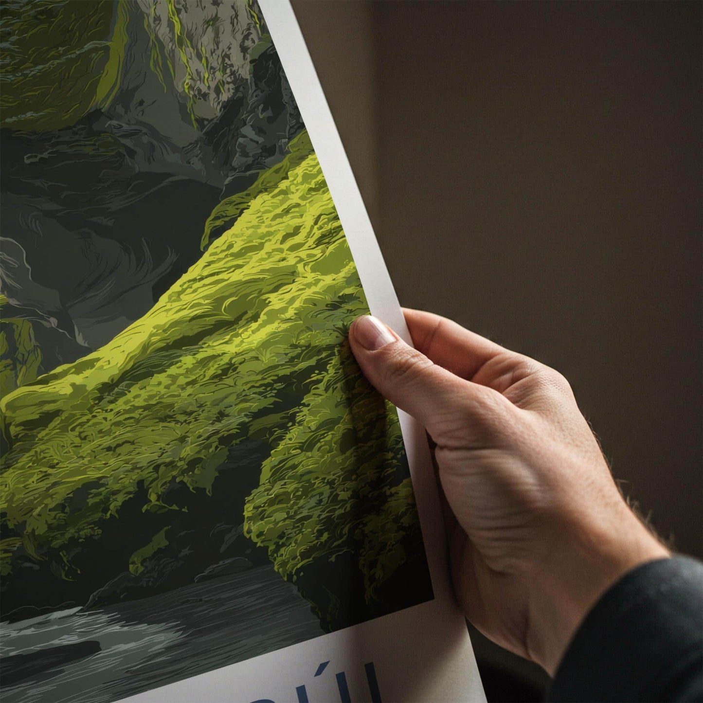 Gljufrabui Poster - Iceland Scenic Art - Mossy Canyon Waterfall Home Decor