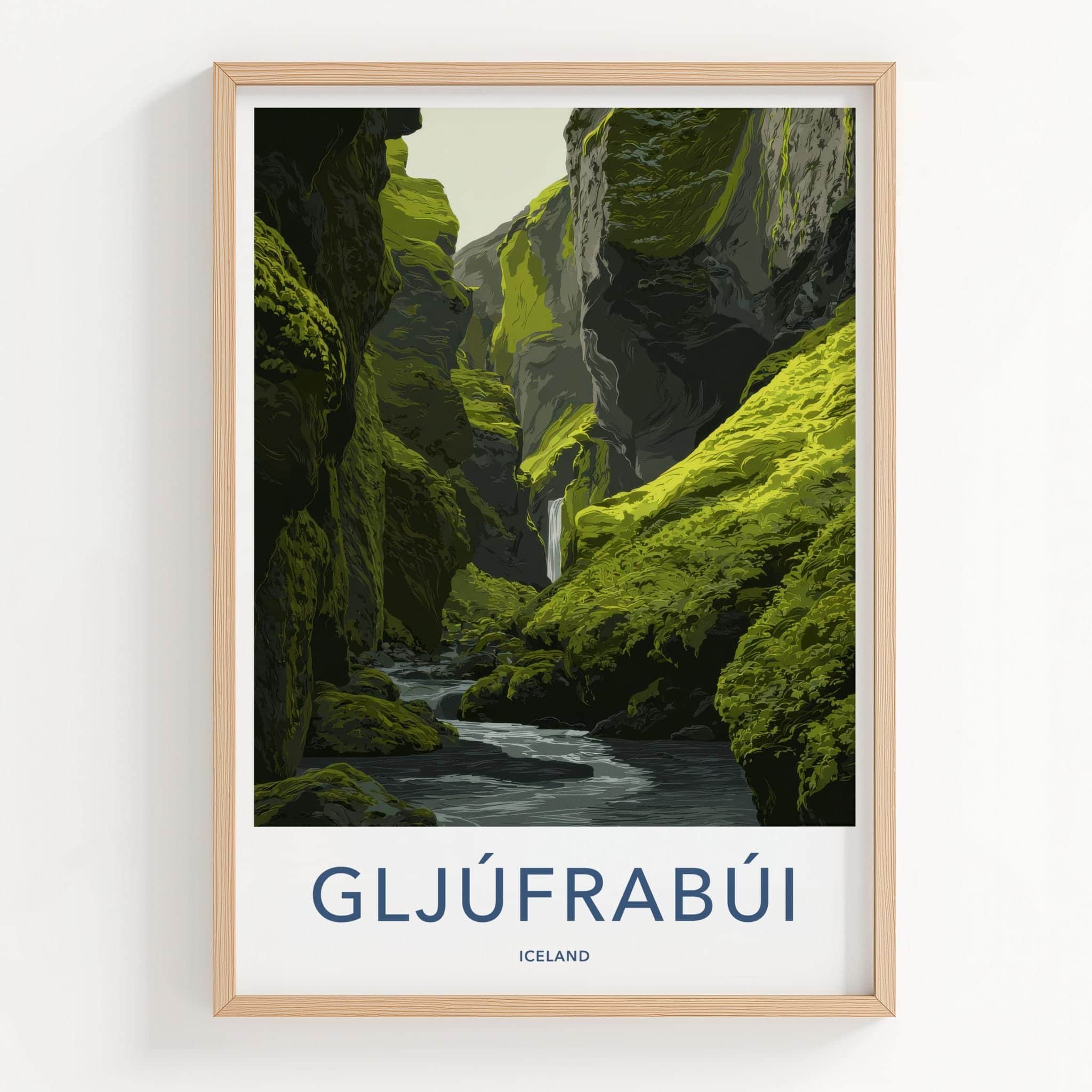 Gljufrabui Poster - Iceland Scenic Art - Mossy Canyon Waterfall Home Decor