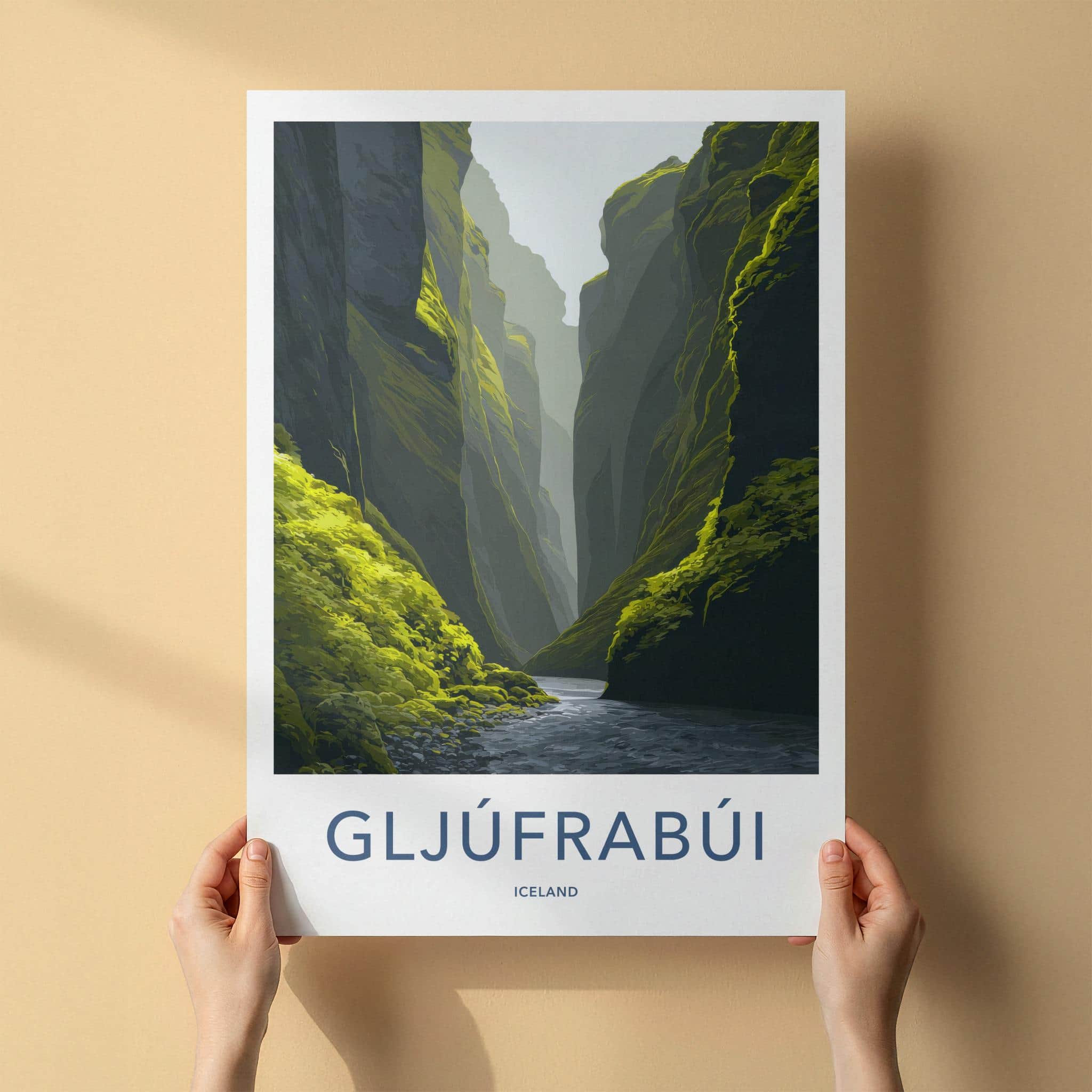 Gljufrabui Poster - Iceland Scenic Art - River Canyon Mossy Wall Decor