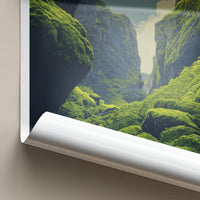 Gljufrabui Poster - Iceland Travel Art - Mossy Green Gorge Wall Decor