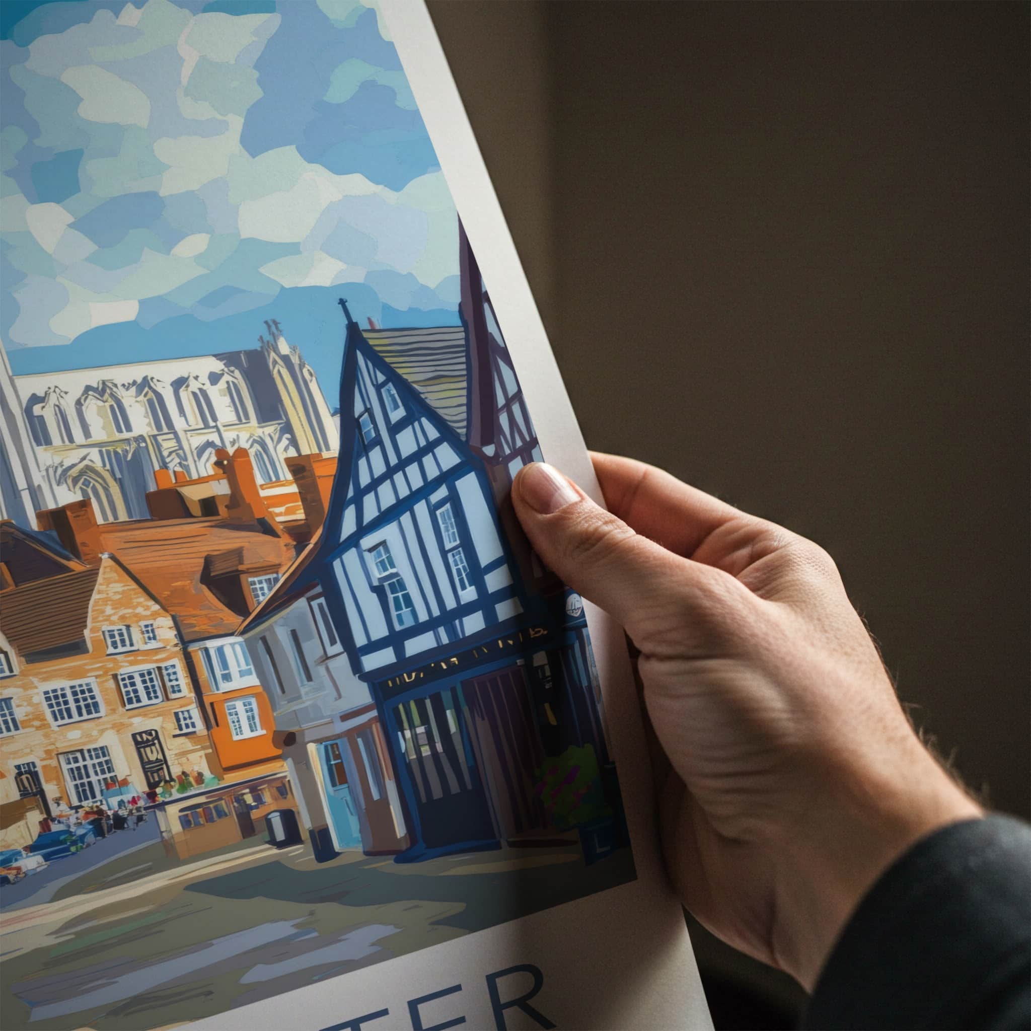 Gloucester Poster - England Travel Art - Charming Cathedral Street Home Decor