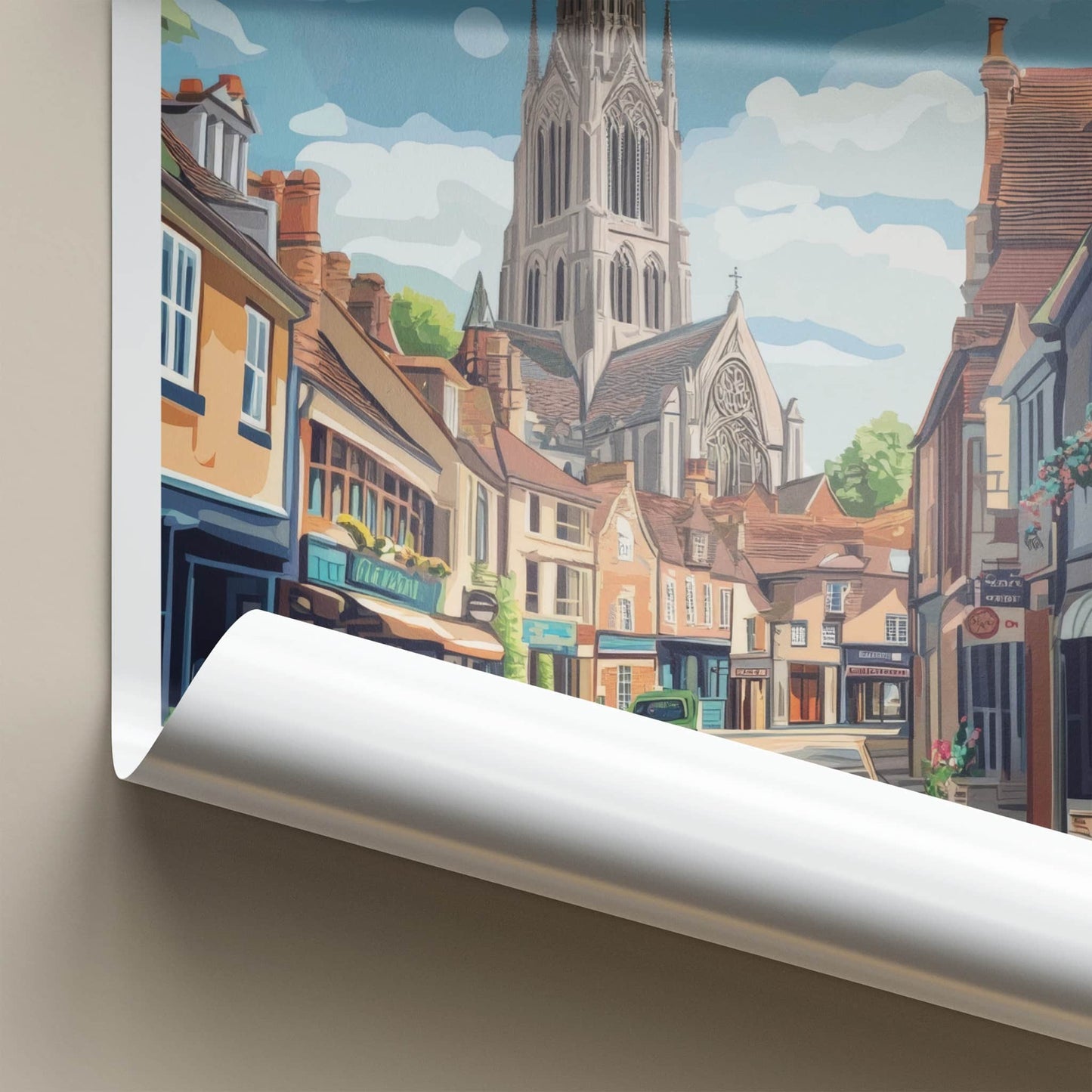 Gloucester Poster - England Travel Art - Historic City Spire Home Decor