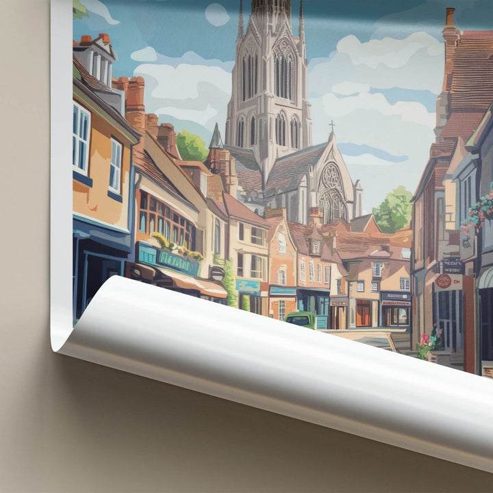 Gloucester Poster - England Travel Art - Historic City Spire Home Decor