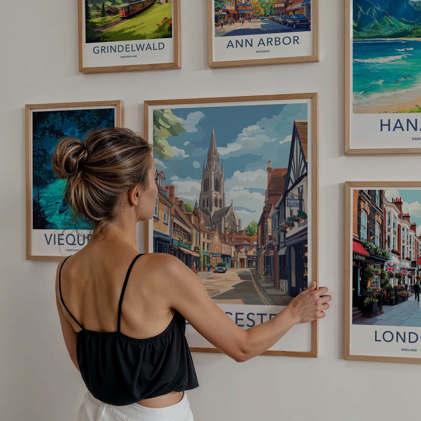 Gloucester Poster - England Travel Art - Historic City Spire Home Decor