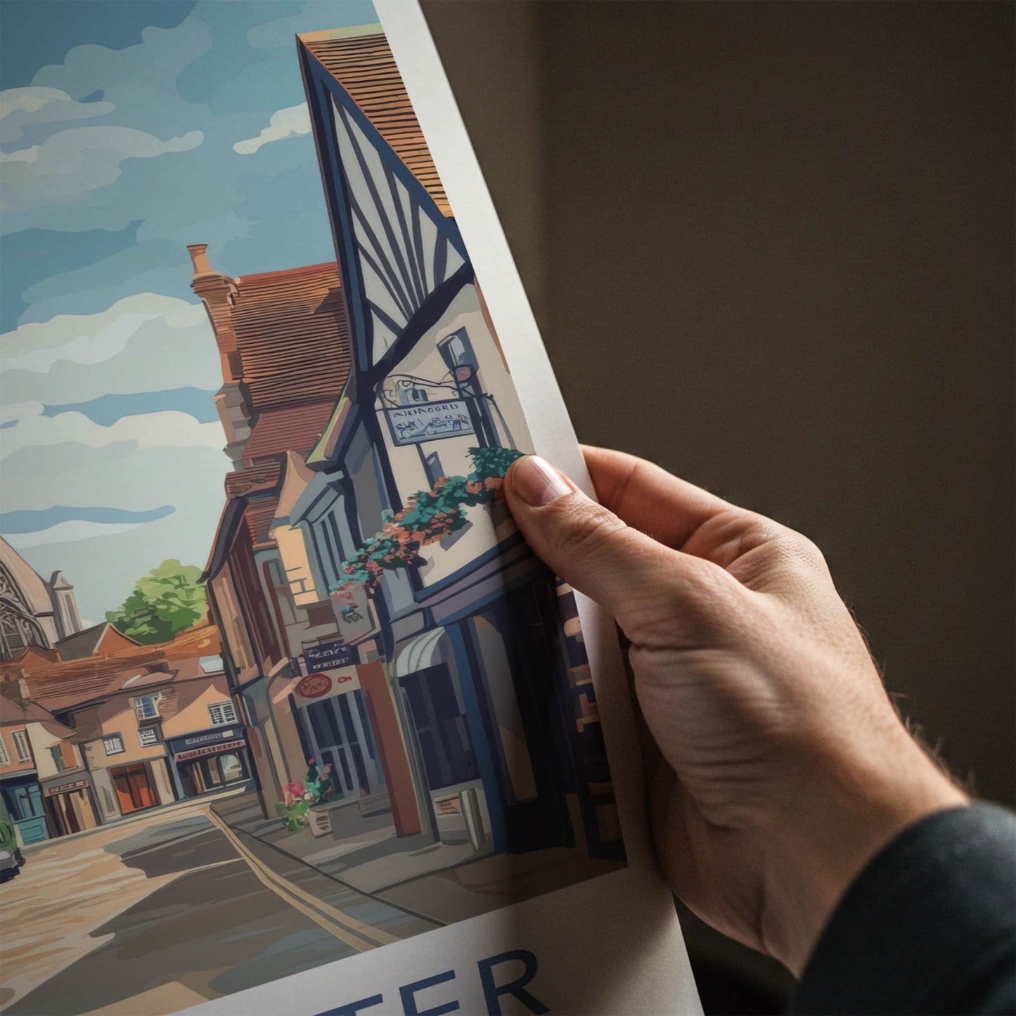 Gloucester Poster - England Travel Art - Historic City Spire Home Decor
