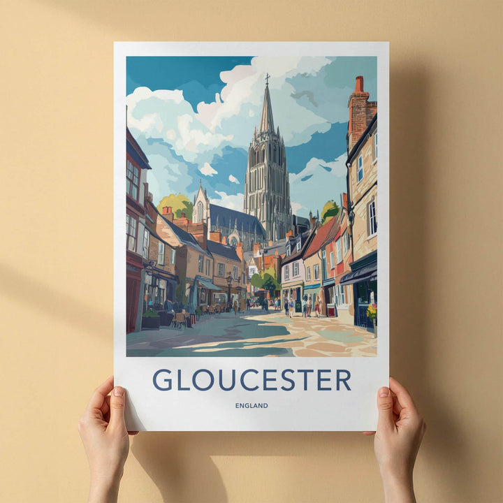 Gloucester Poster - England Wall Art - Historic Cathedral City Home Decor