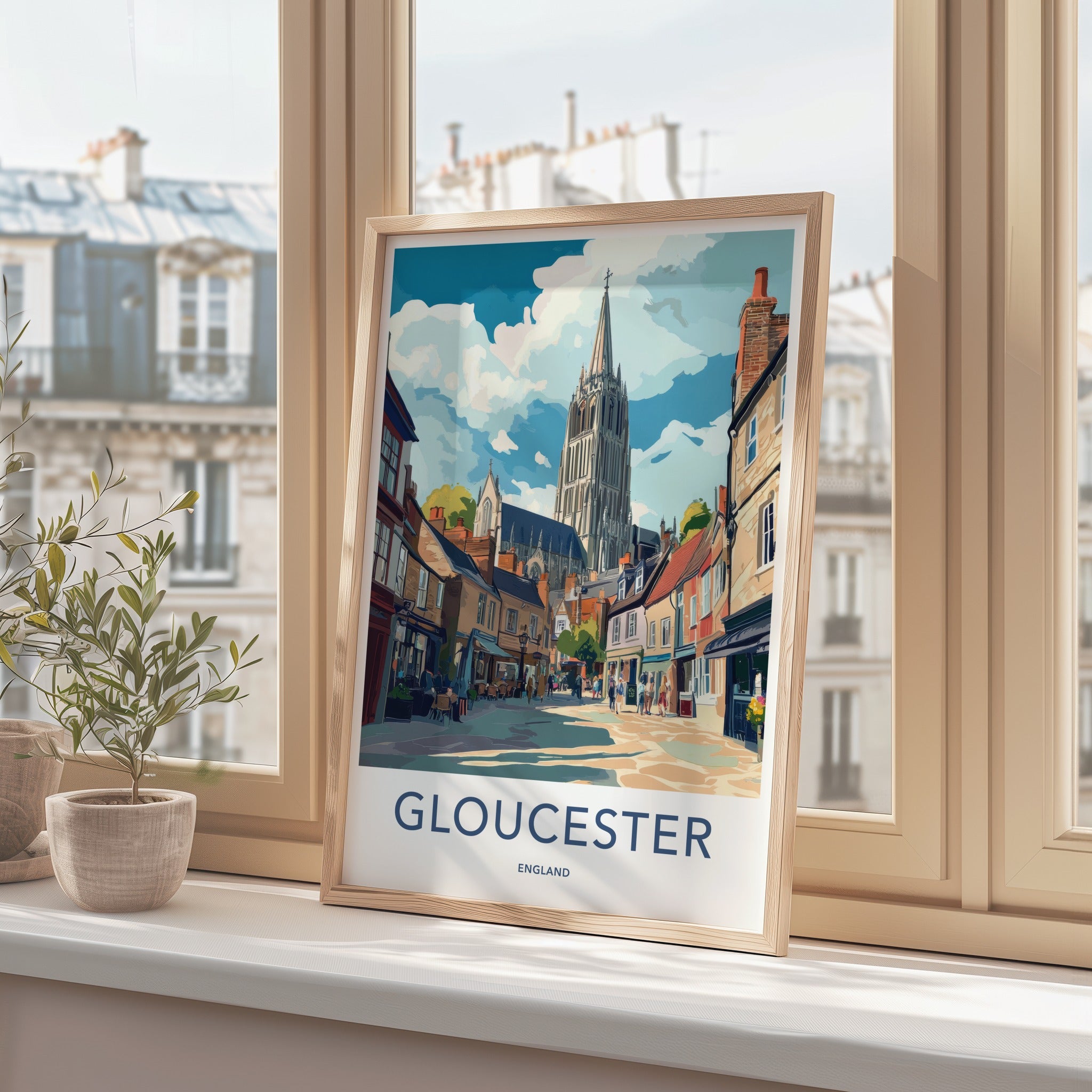 Gloucester Poster - England Wall Art - Historic Cathedral City Home Decor