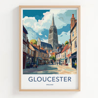Gloucester Poster - England Wall Art - Historic Cathedral City Home Decor