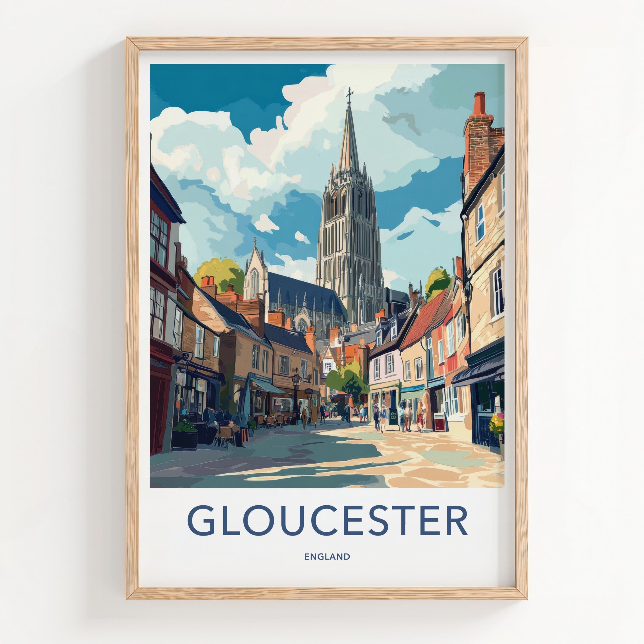 Gloucester Poster - England Wall Art - Historic Cathedral City Home Decor