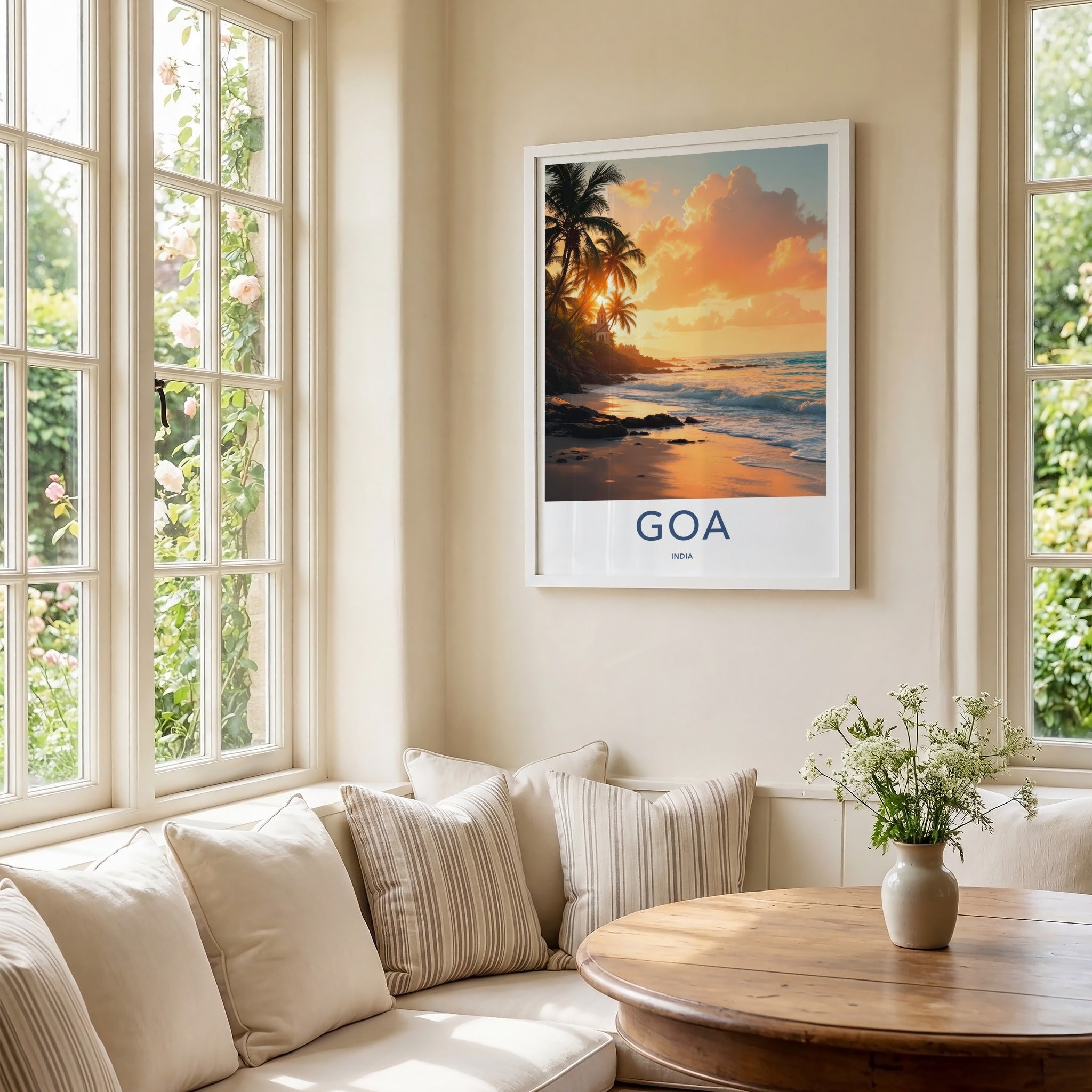 Goa Poster - India Framed Print - Goa Beach Sunset Lounge Decor
