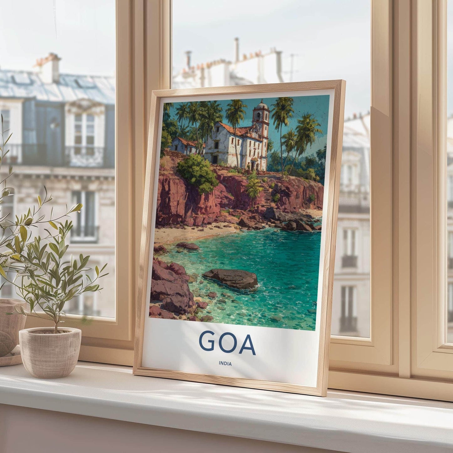 Goa Poster - India Framed Print - Goa Coastal Church Scene Framed Decor