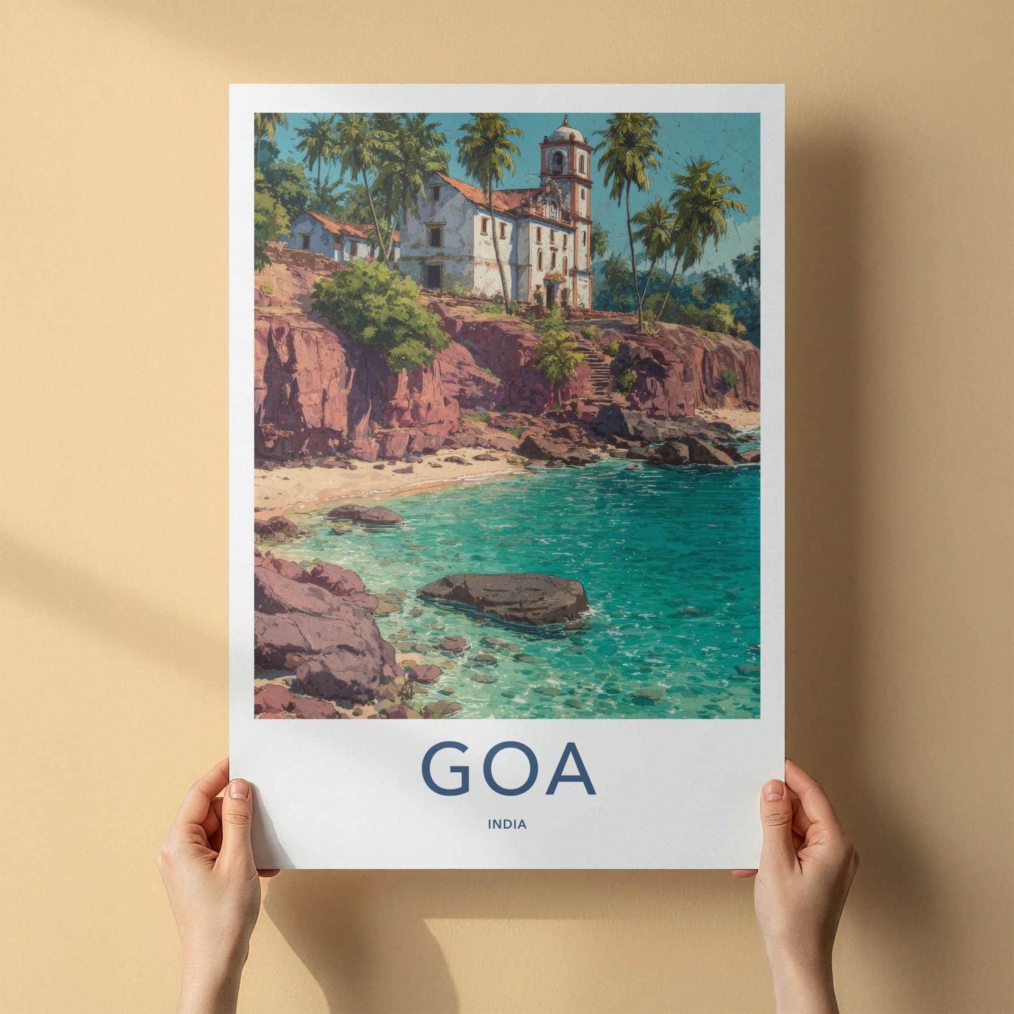 Goa Poster - India Framed Print - Goa Coastal Church Scene Framed Decor