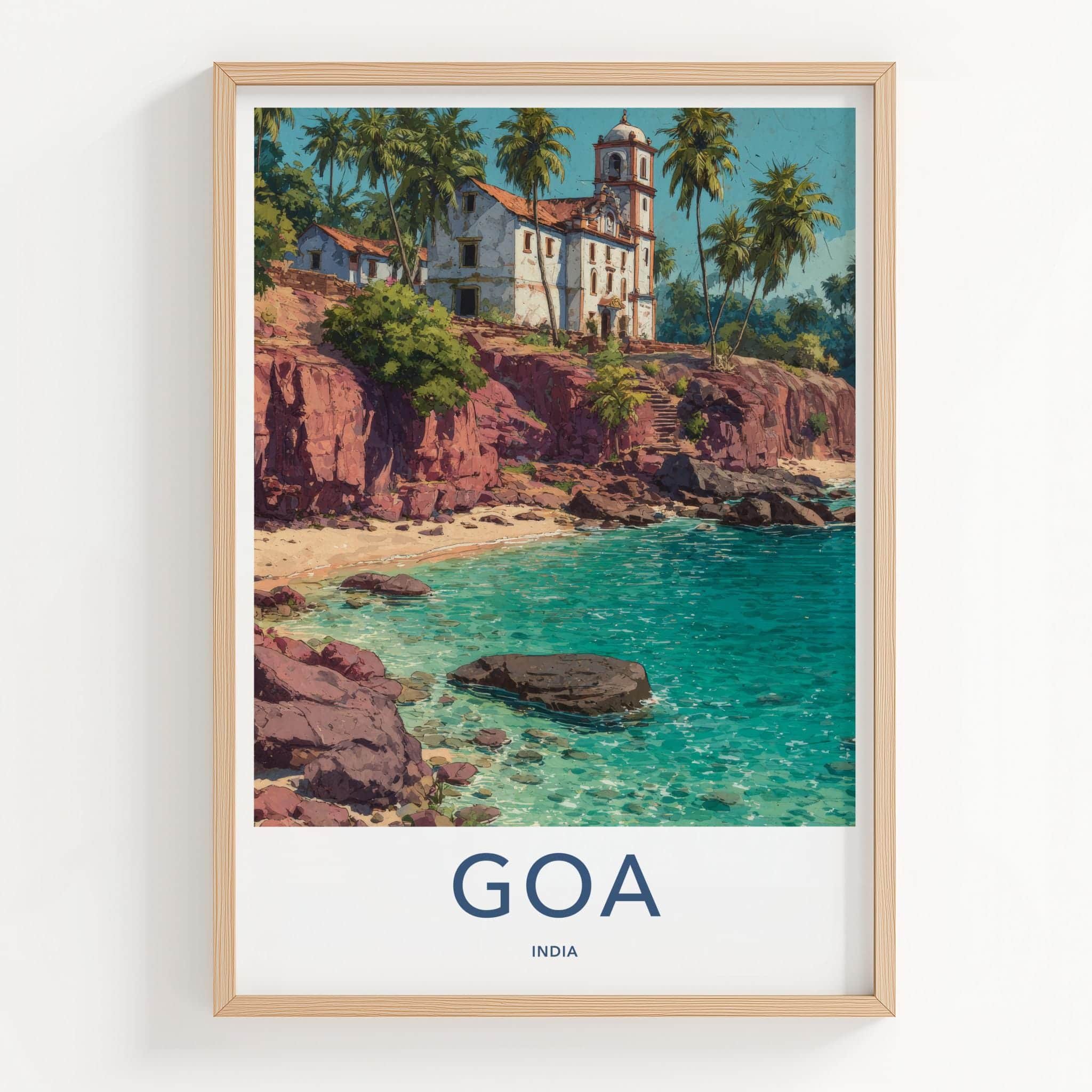 Goa Poster - India Framed Print - Goa Coastal Church Scene Framed Decor