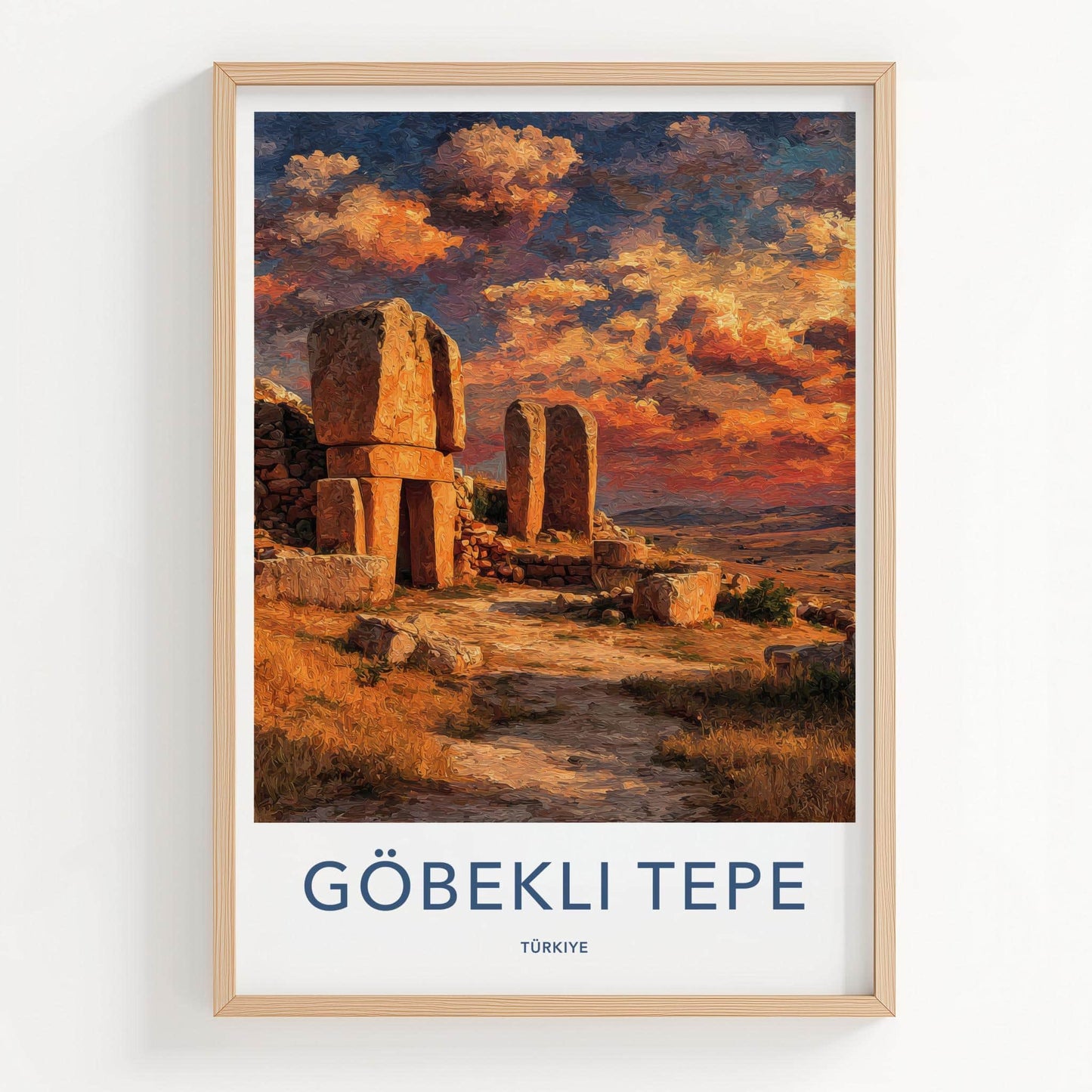 Gobekli Tepe Poster - Turkey Travel Art - Ancient Stone Pillars Home Decor