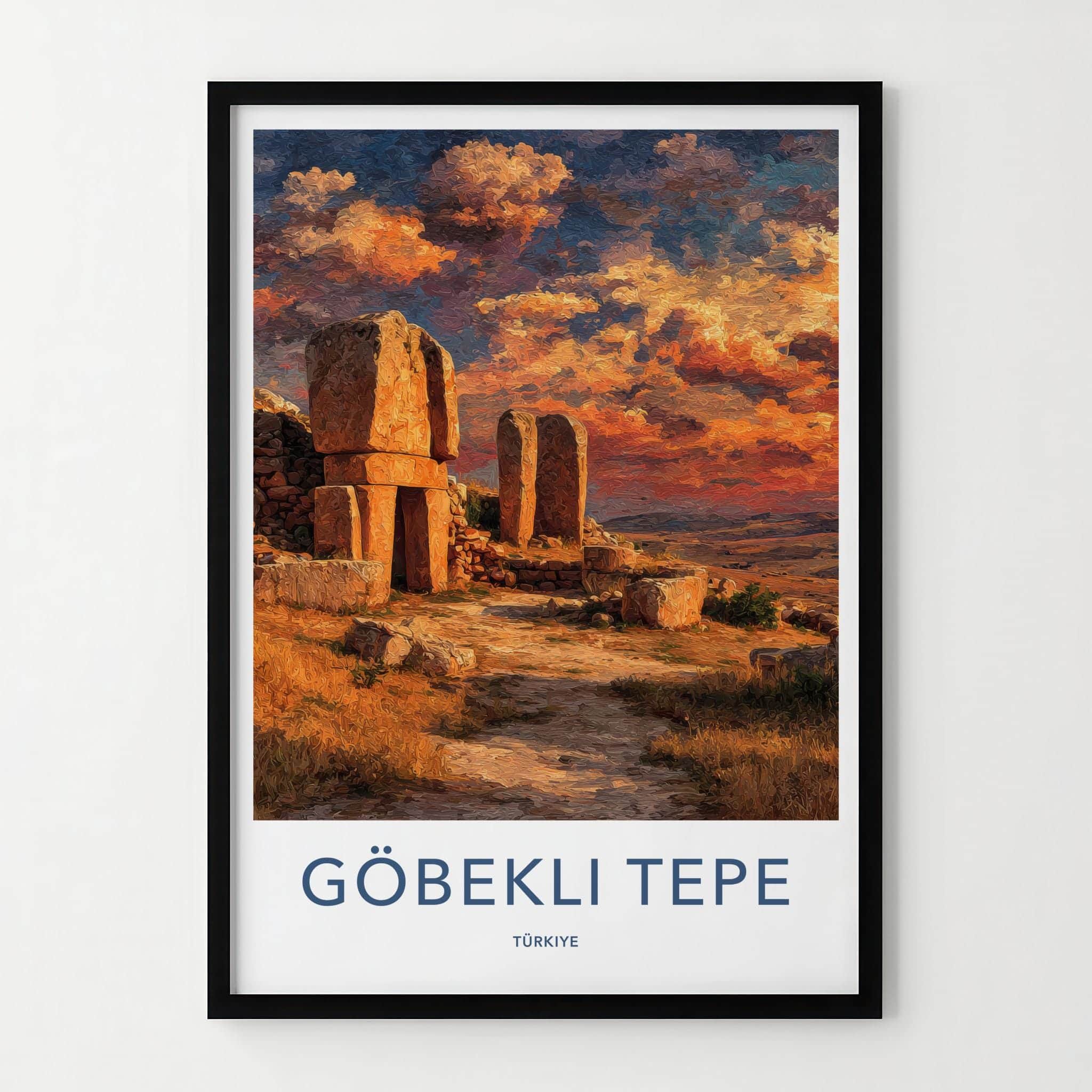 Gobekli Tepe Poster - Turkey Travel Art - Ancient Stone Pillars Home Decor