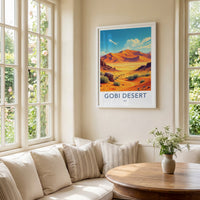Gobi Desert Poster - Asia Travel Art - Orange Desert Landscape Home Decor