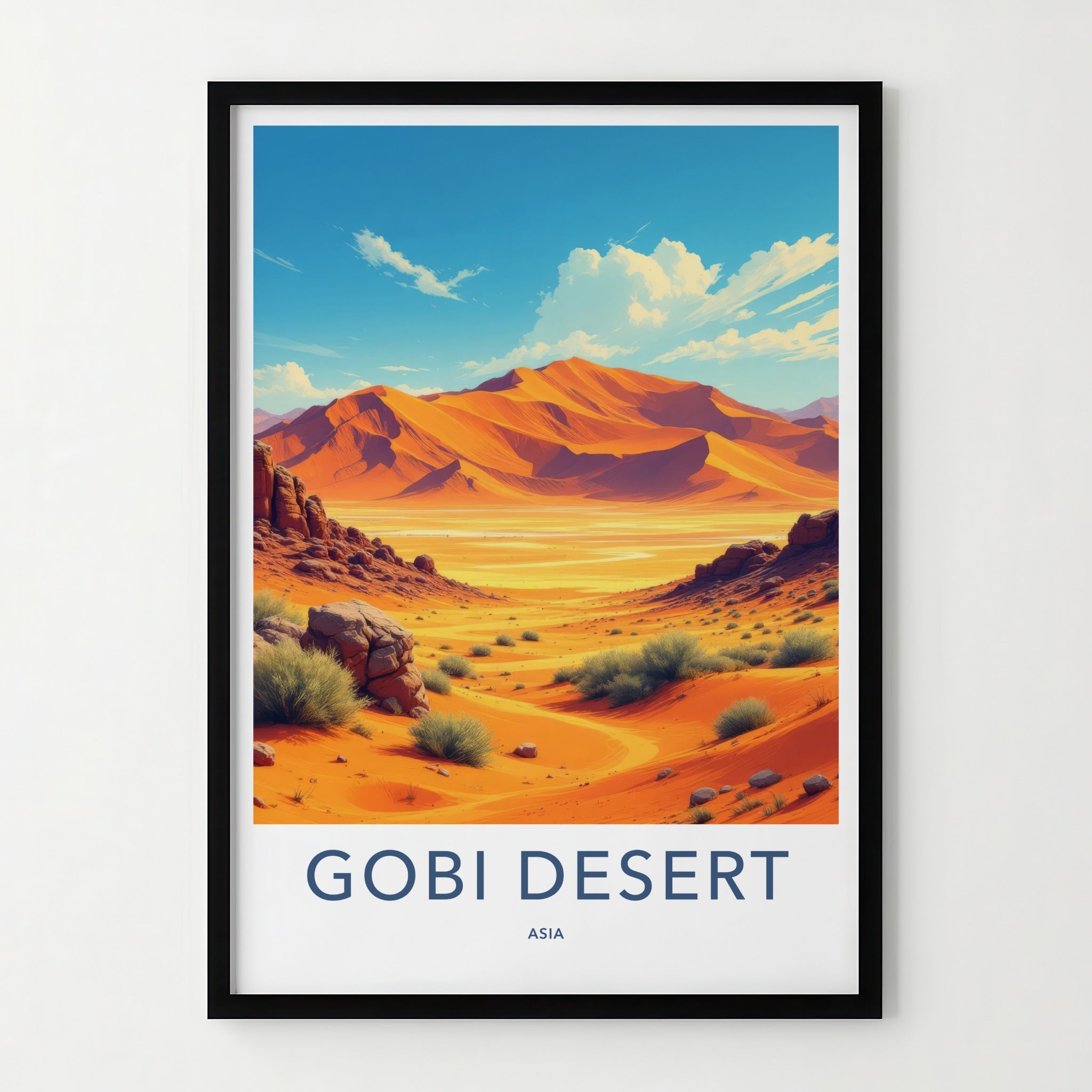 Gobi Desert Poster - Asia Travel Art - Orange Desert Landscape Home Decor