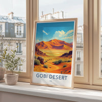 Gobi Desert Poster - Asia Travel Art - Orange Desert Landscape Home Decor