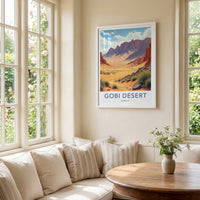 Gobi Desert Poster - Mongolia Travel Art - Arid Desert Landscape Home Decor