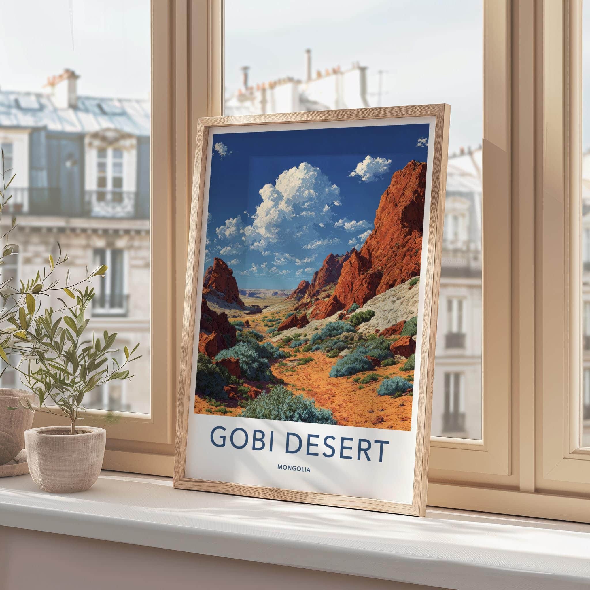 Gobi Desert Poster - Mongolia Travel Art - Red Rock Desert Home Decor