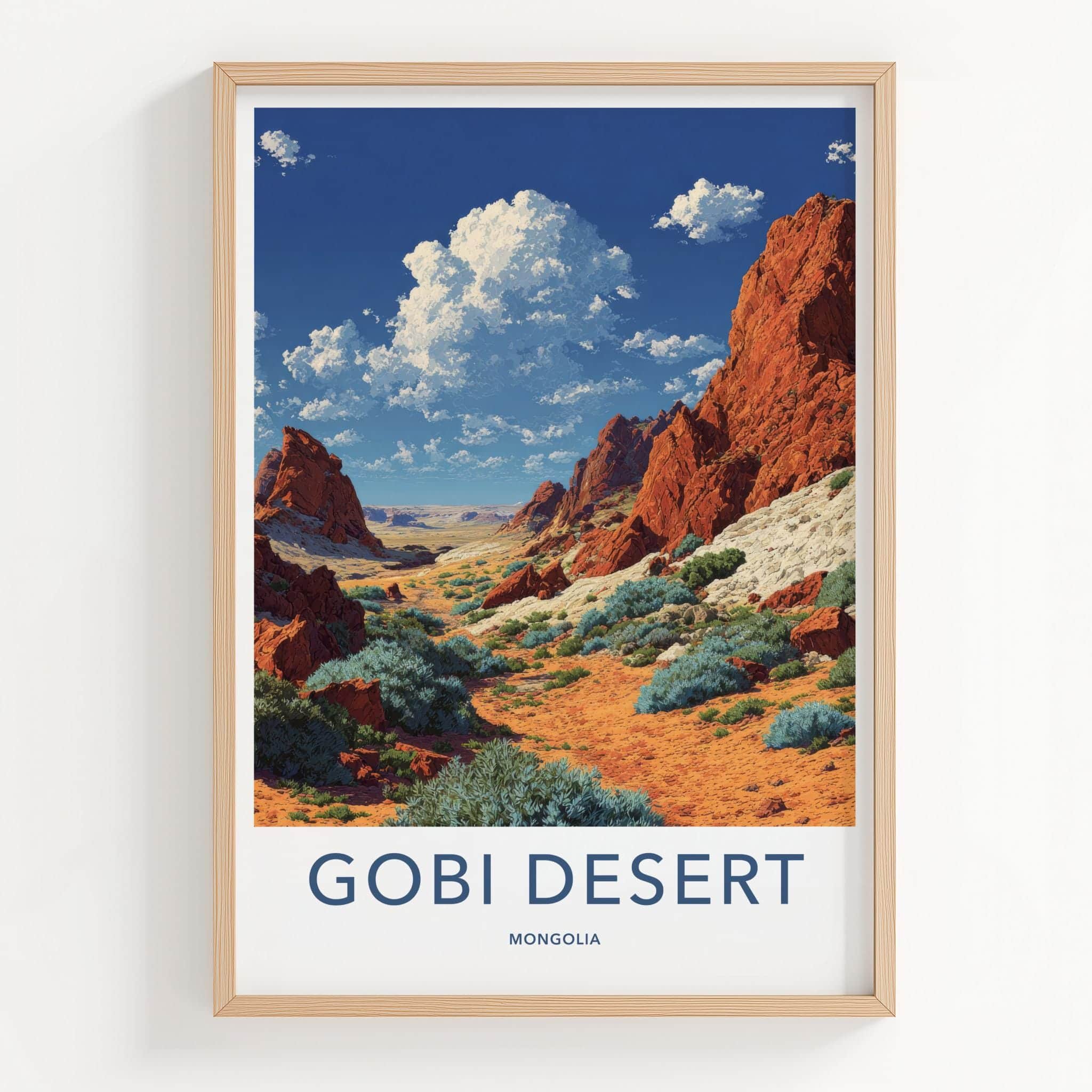 Gobi Desert Poster - Mongolia Travel Art - Red Rock Desert Home Decor