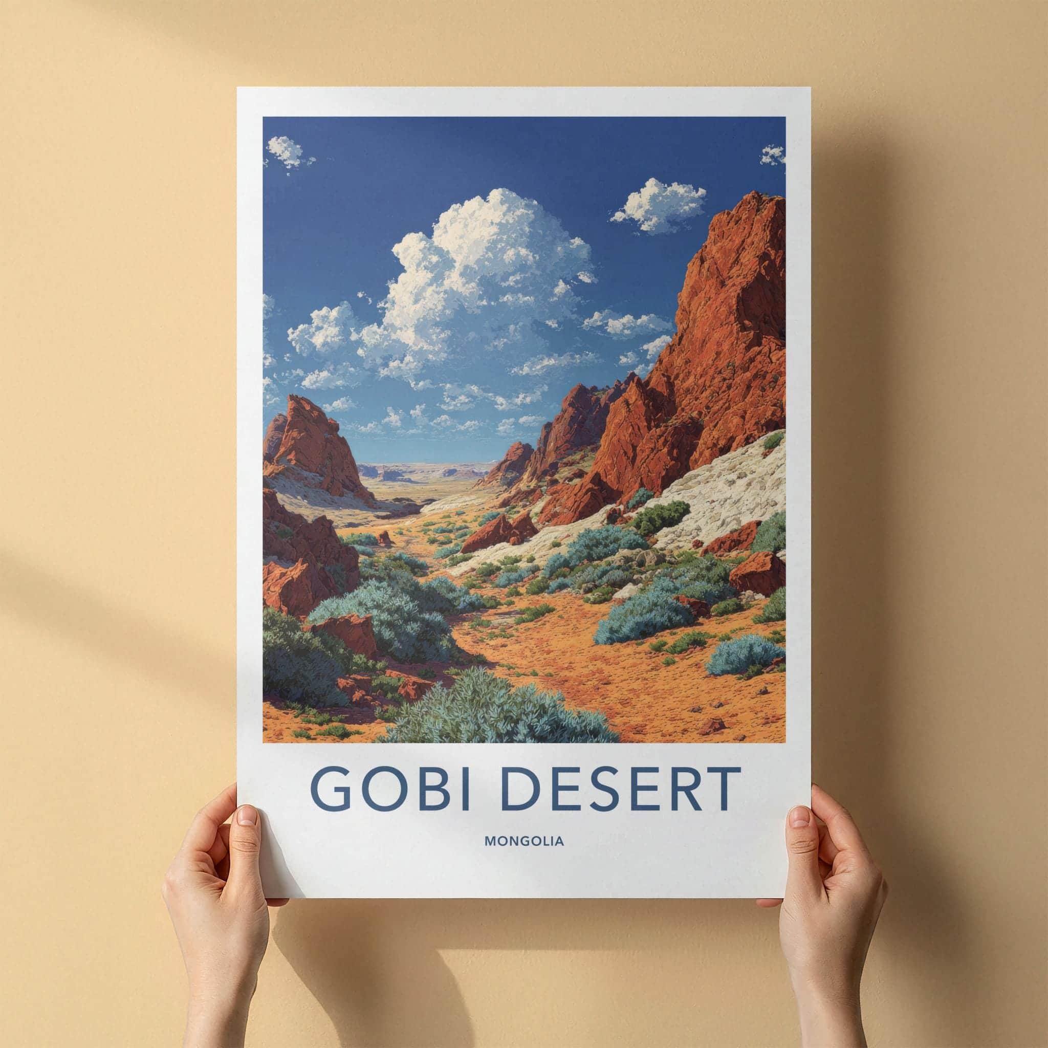 Gobi Desert Poster - Mongolia Travel Art - Red Rock Desert Home Decor