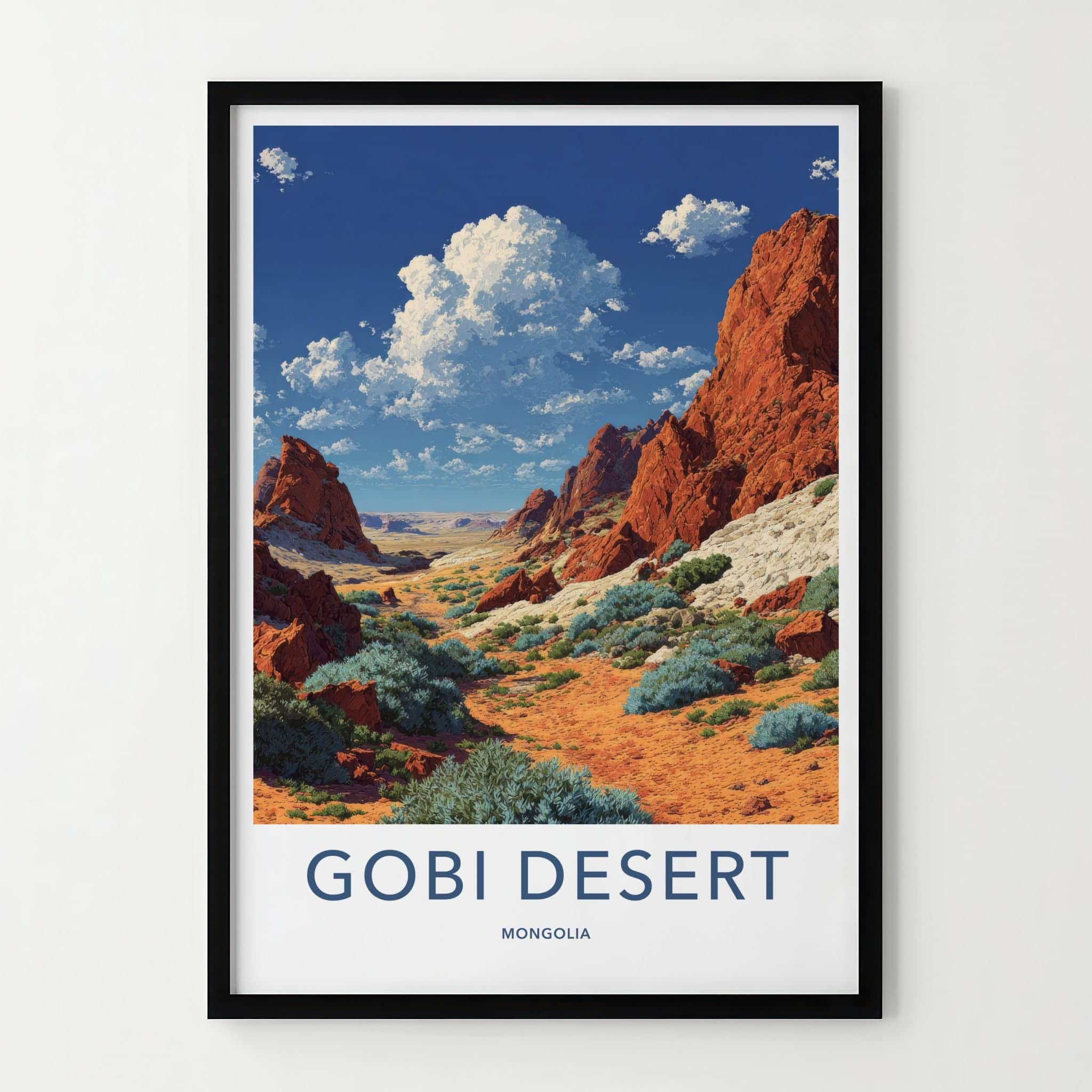 Gobi Desert Poster - Mongolia Travel Art - Red Rock Desert Home Decor
