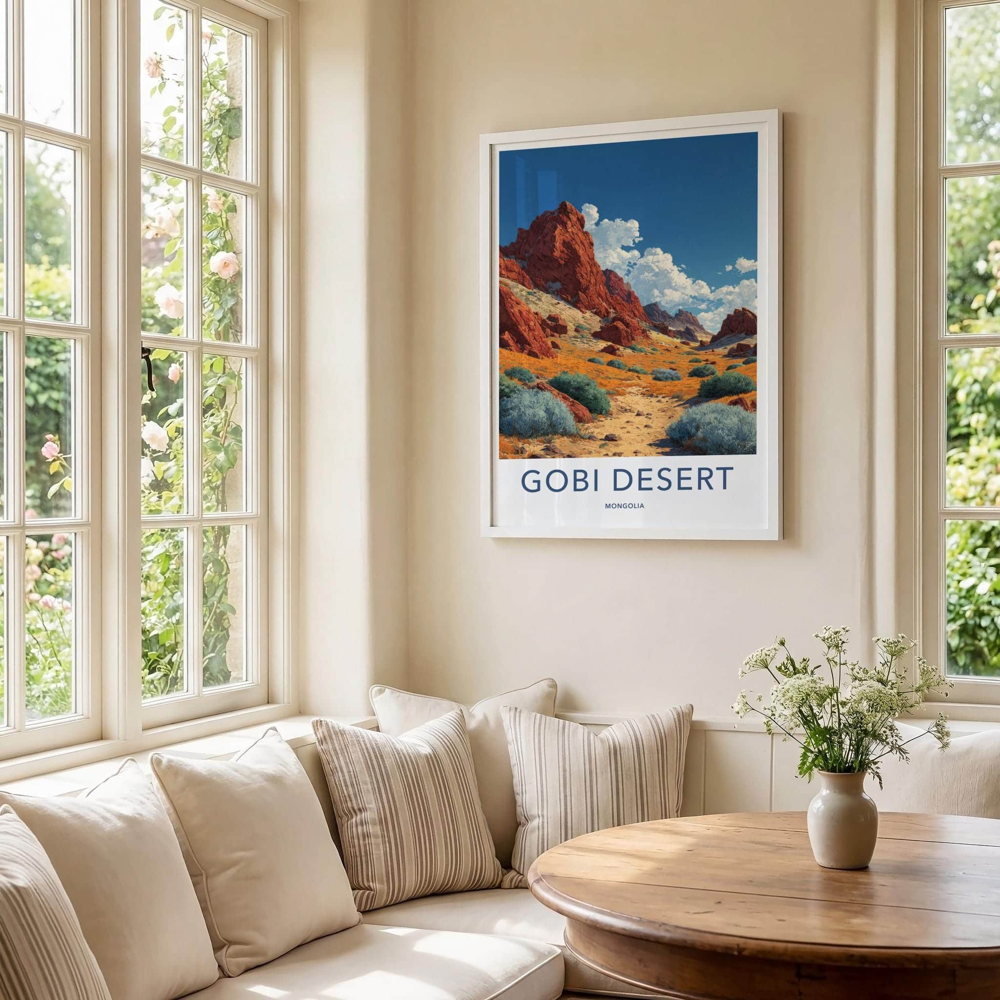 Gobi Desert Poster - Mongolia Travel Art - Red rock desert Wall Decor