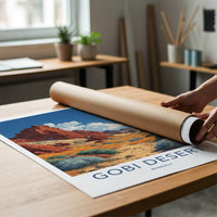 Gobi Desert Poster - Mongolia Travel Art - Red rock desert Wall Decor