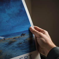 Gobi Desert Poster - Mongolia Travel Art - Starry Desert Camp Home Decor