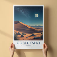 Gobi Desert Poster - Mongolia Travel Art - Starry Desert Night Wall Decor