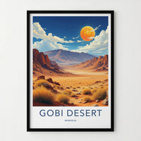 Gobi Desert Poster - Mongolia Travel Art - Vast Desert Vista Wall Decor