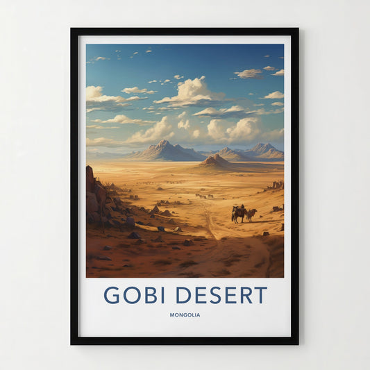 Gobi Desert Poster - Mongolia Travel Art - Vast Sandy Landscape Home Decor