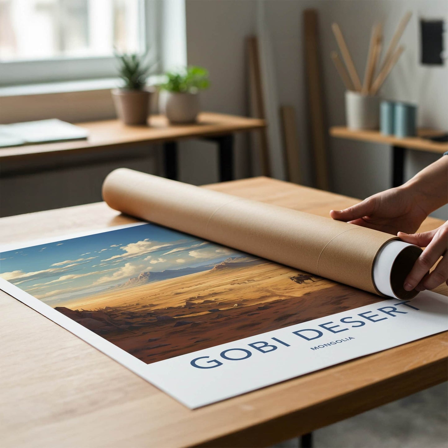 Gobi Desert Poster - Mongolia Travel Art - Vast Sandy Landscape Home Decor