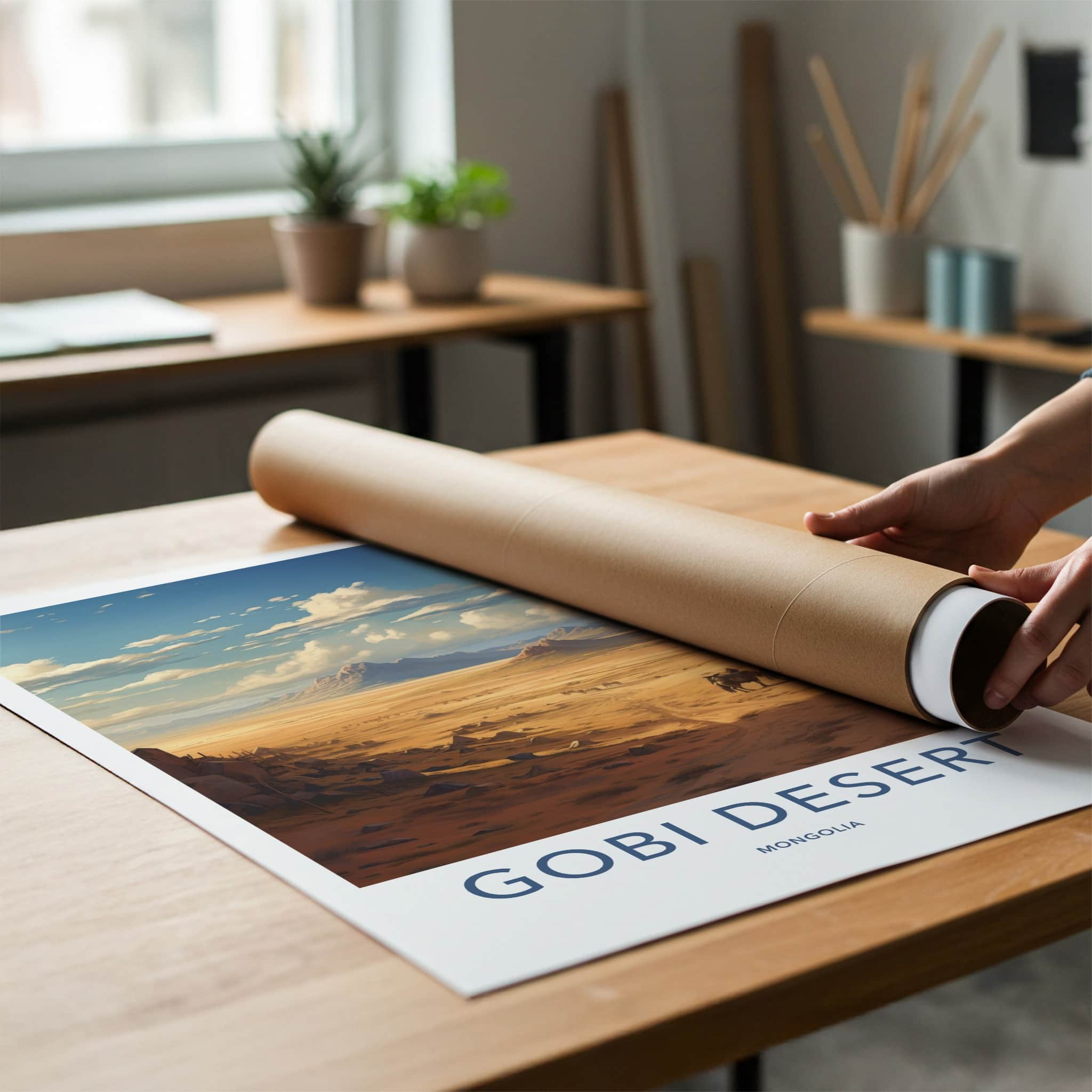 Gobi Desert Poster - Mongolia Travel Art - Vast Sandy Landscape Home Decor