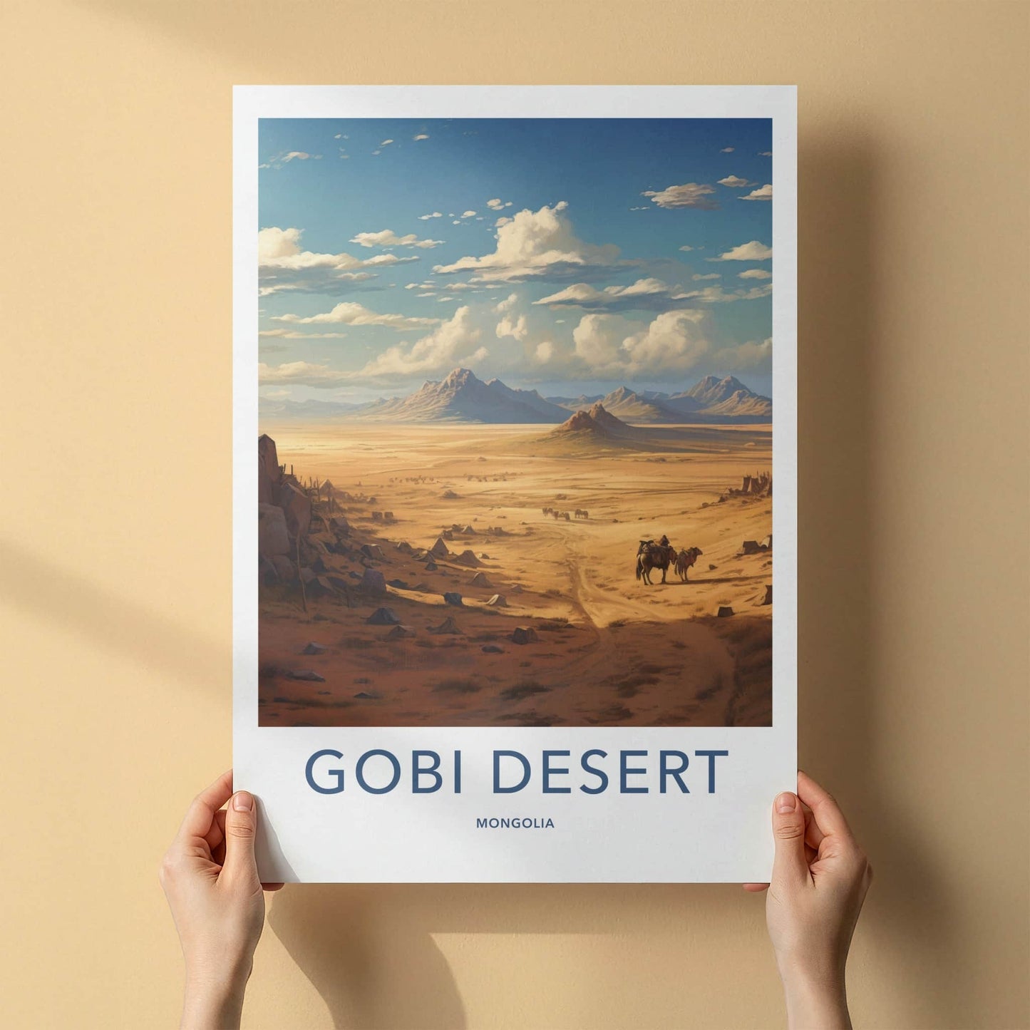 Gobi Desert Poster - Mongolia Travel Art - Vast Sandy Landscape Home Decor