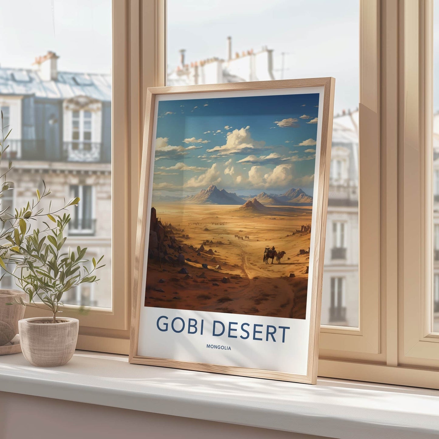 Gobi Desert Poster - Mongolia Travel Art - Vast Sandy Landscape Home Decor