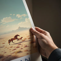 Gobustan Poster - Azerbaijan Wall Art - Running Desert Horses Home Decor