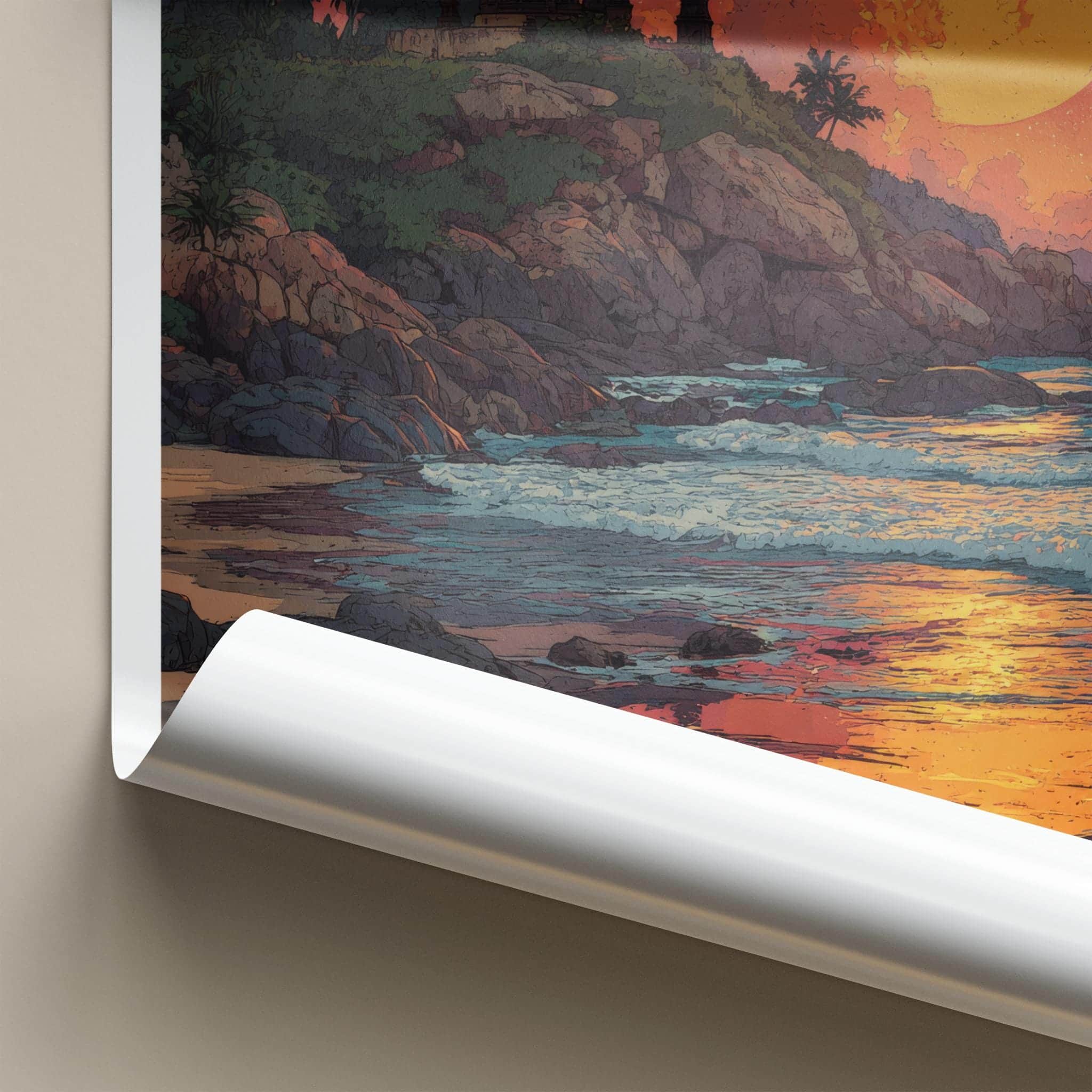 Gokarna Poster - India Travel Art - Karnataka Moonlit Beach Home Decor