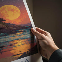 Gokarna Poster - India Travel Art - Karnataka Moonlit Beach Home Decor