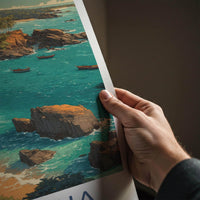 Gokarna Poster - India Travel Art - Karnataka Palm Beach Boats Home Decor
